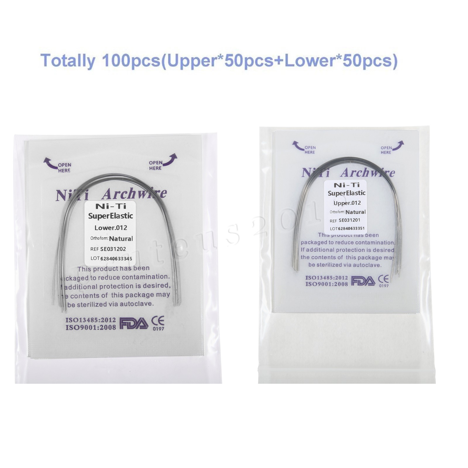 100pcs Orthodontic Arch Wire Niti Round Rectangular Super Elastic Natural Arcos