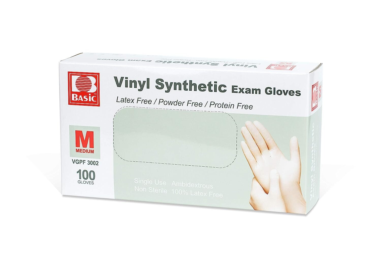 Basic Medium Clear Vinyl Synthetic Exam Gloves – Case of 1000 (VGPF 3002)