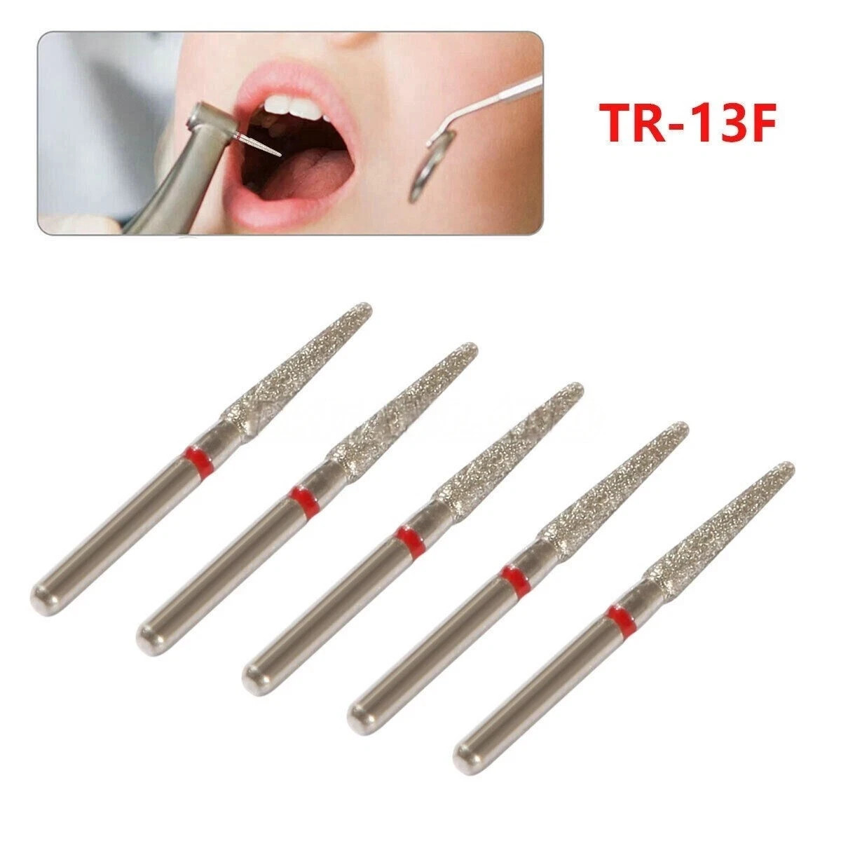50 Pcs Dental TR-13F 856/016F Round End Taper Fine Grit High Speed Diamond Burs