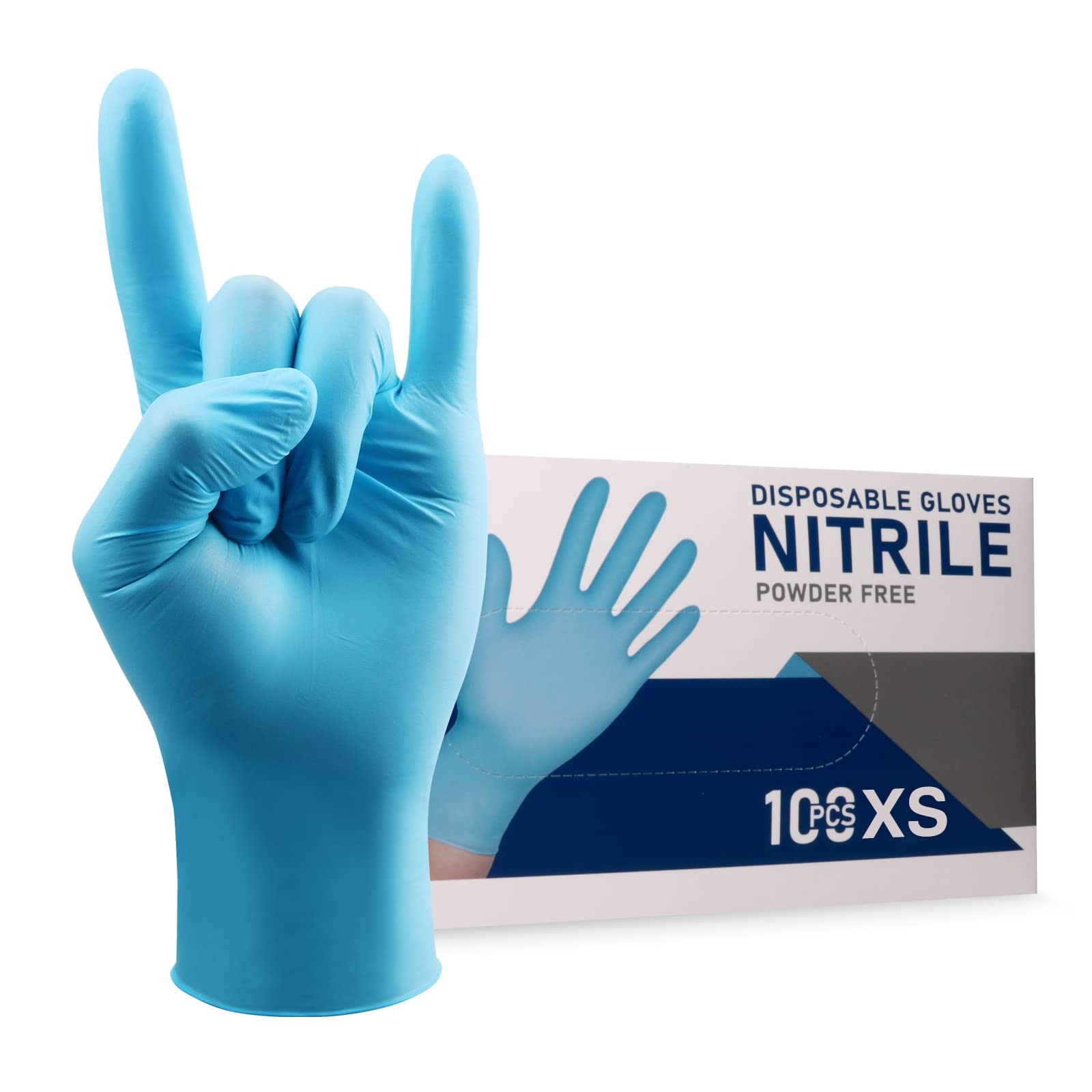 Wostar Disposable Gloves Large Powder & Latex Free 4mil 100 Pcs Exam Disposab…
