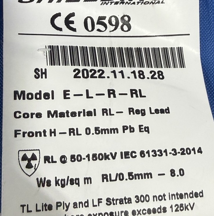 Shielding International E-L-RL Large 0.5mm Lead X-Ray Apron 2022