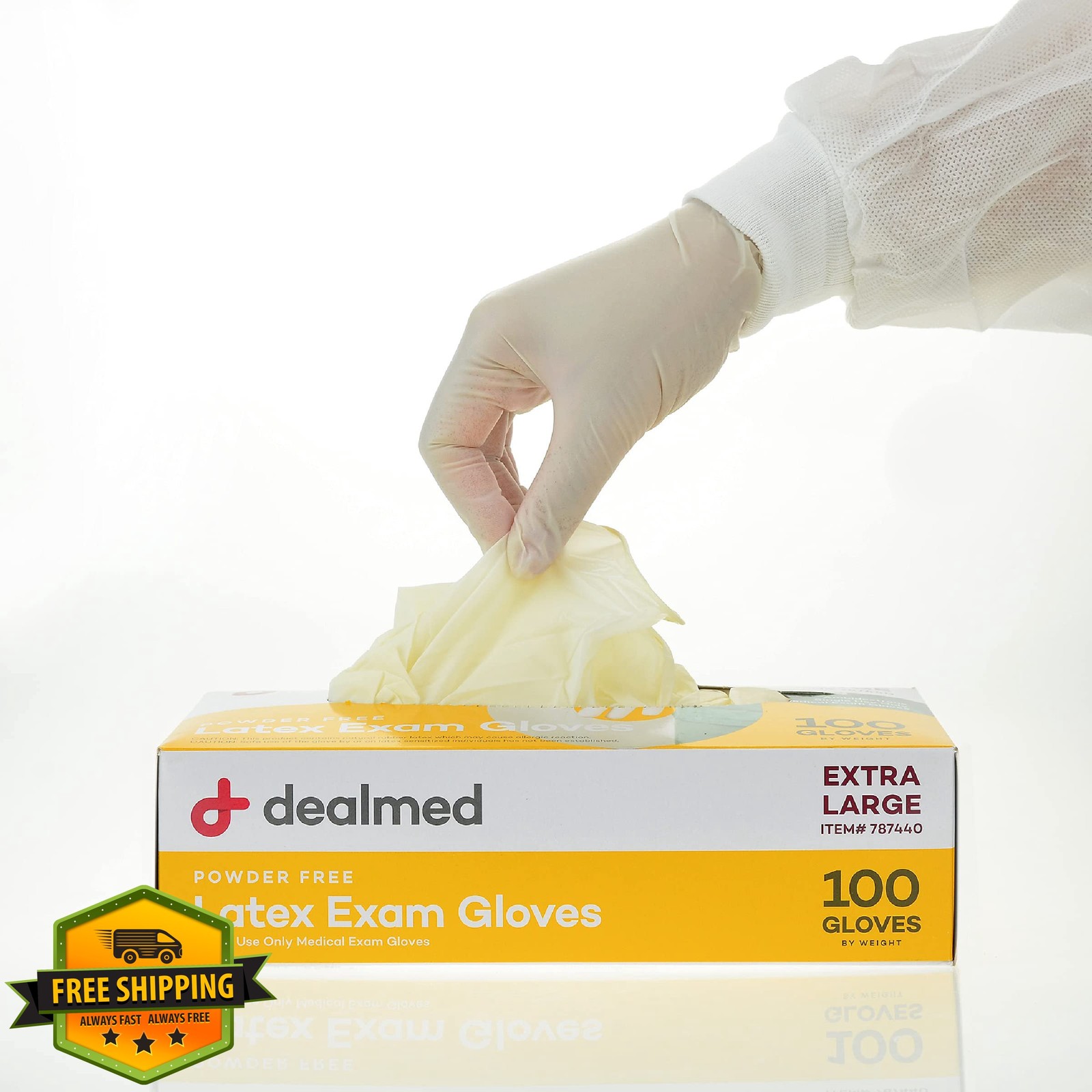Dealmed XLarge Cream Latex Exam Gloves 100 Count Disposable