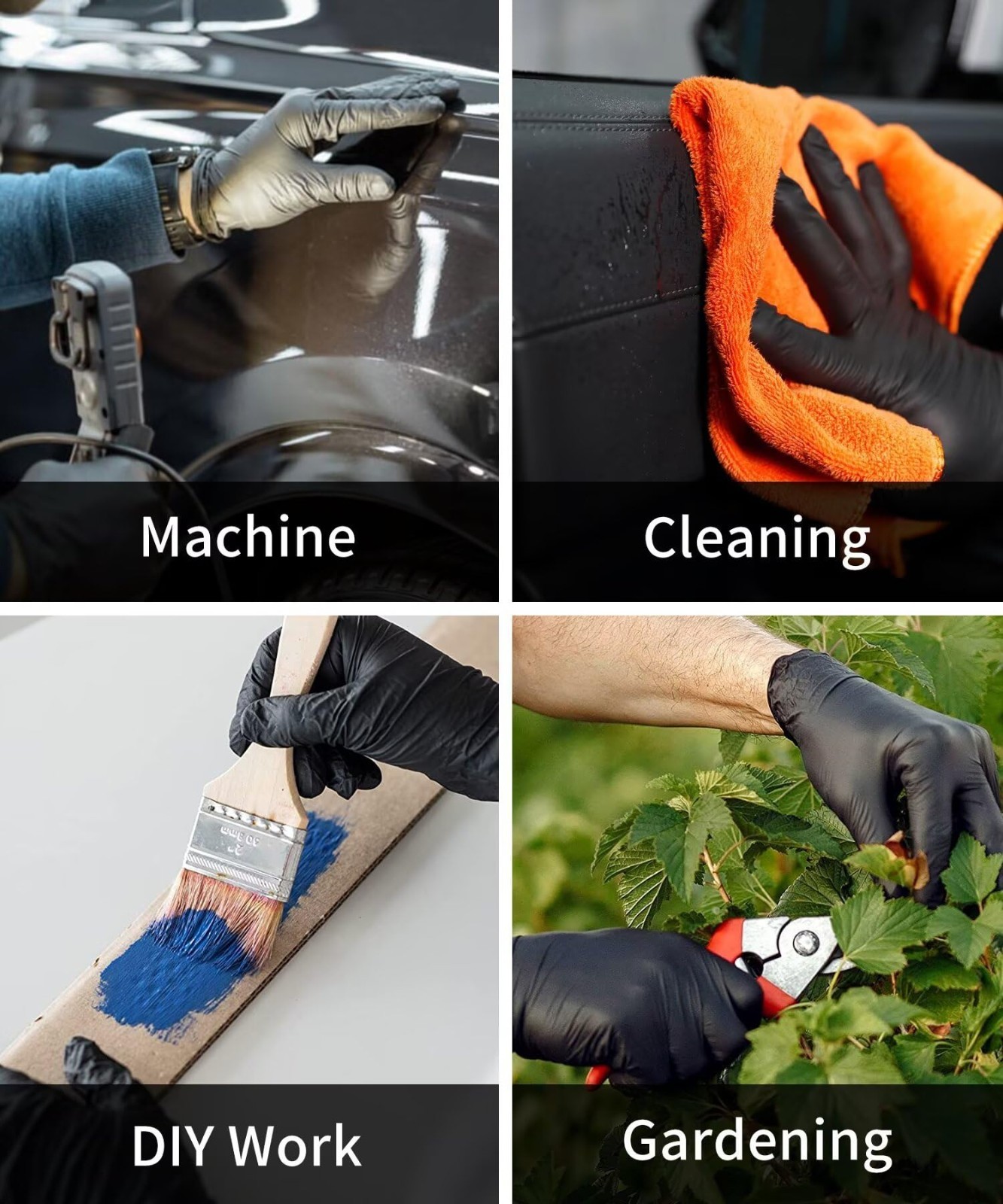 Heavy Duty Black Nitrile Disposable Gloves – 6 Mil, Latex-Free, Textured for Coo