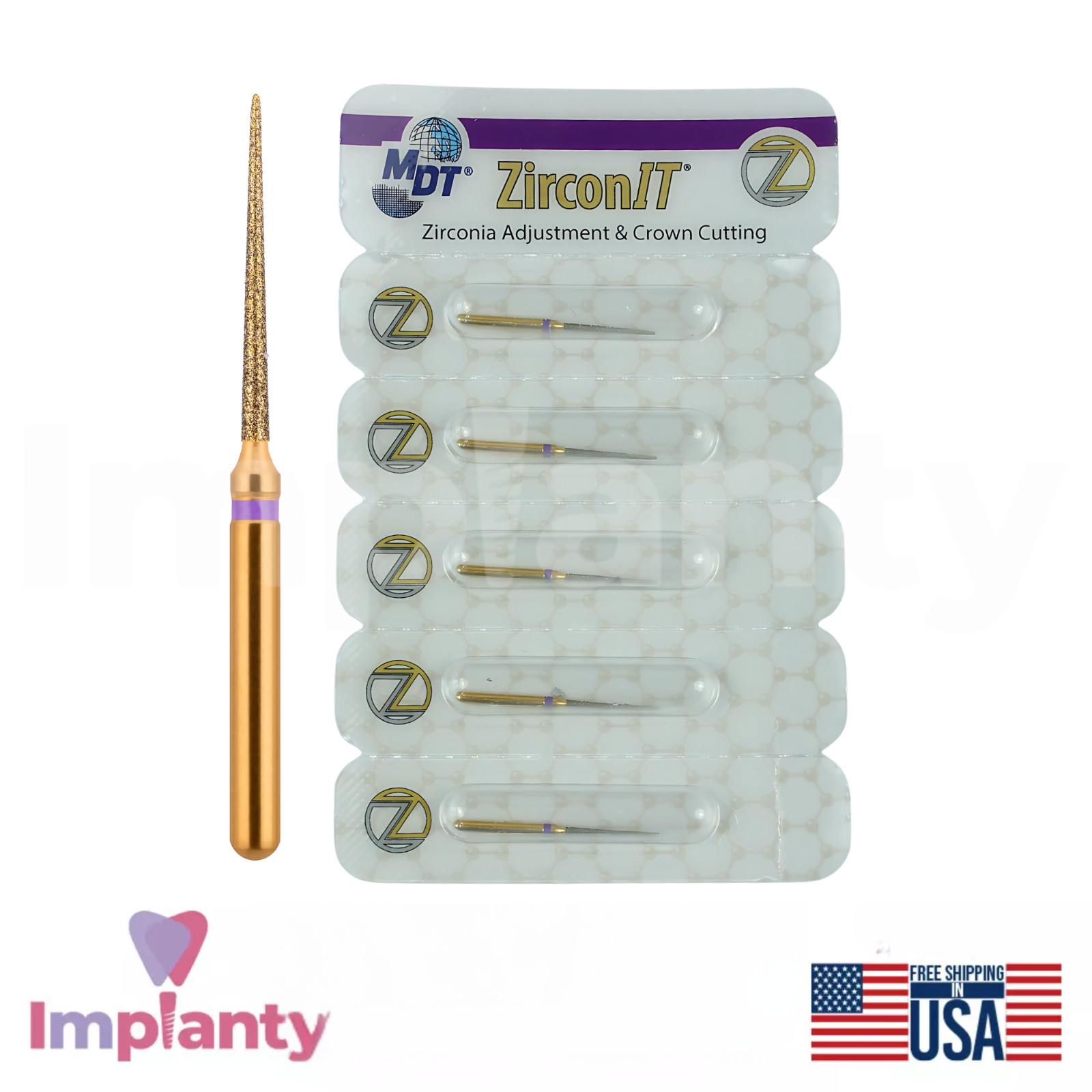 MDT Dental Pointed Cone FG ZirconIT ADJ Diamond Burs Z167 Crown Preparation