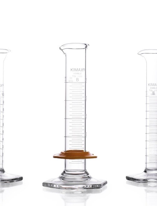New (12/Cs) KIMAX Glass Class B 50mL TC Graduated Cylinders Bumper 20022-50