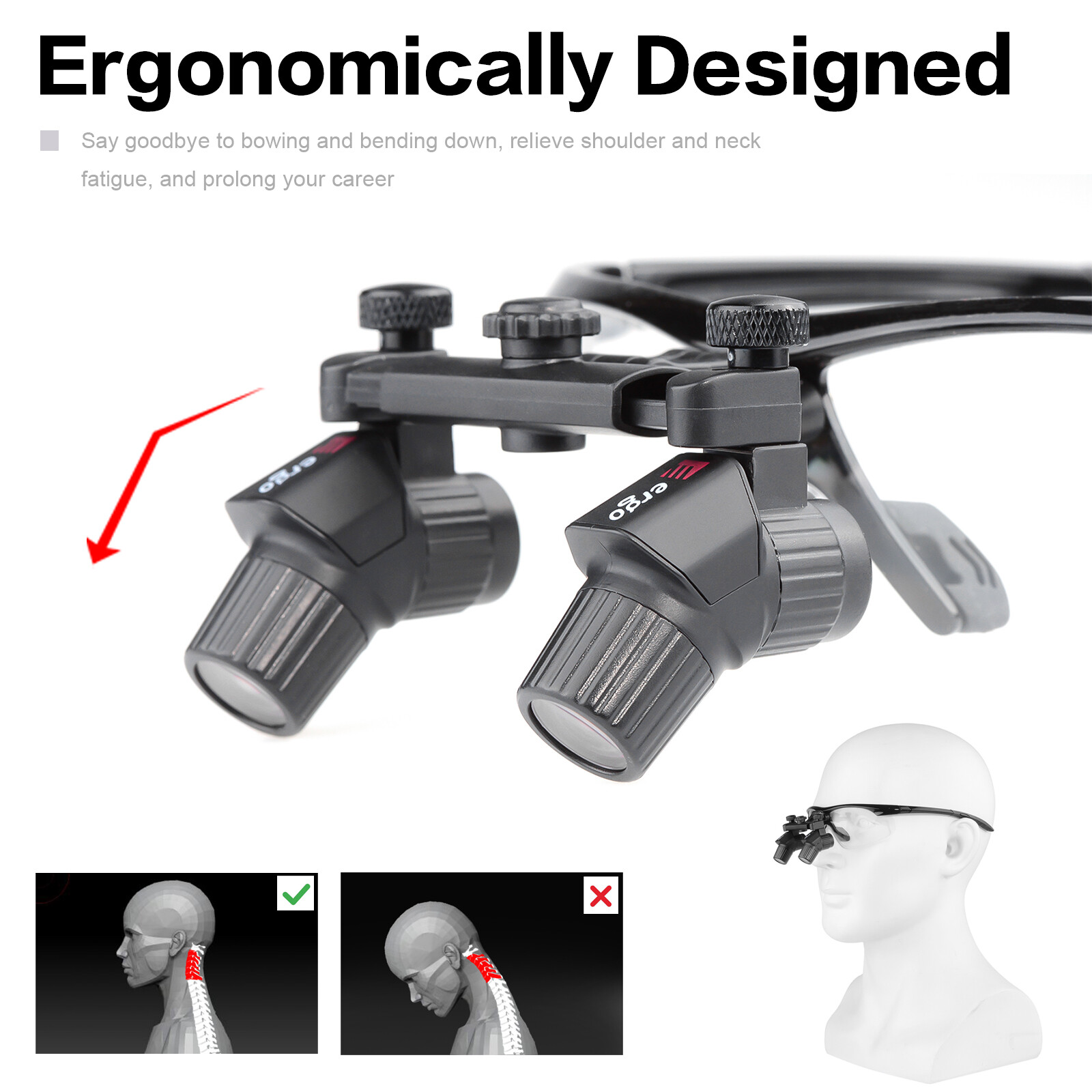 4.0X-450MM Dental Medical Ultralight Binocular Ergo Loupe for ENT Surgery DY-119