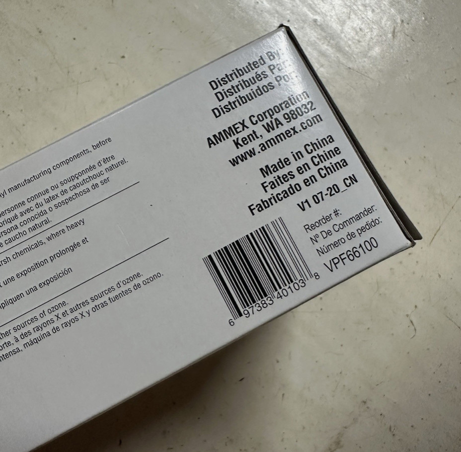AMMEX Medical Vinyl Exam Gloves Clear Powder-Free Box of 100 Large L Protection
