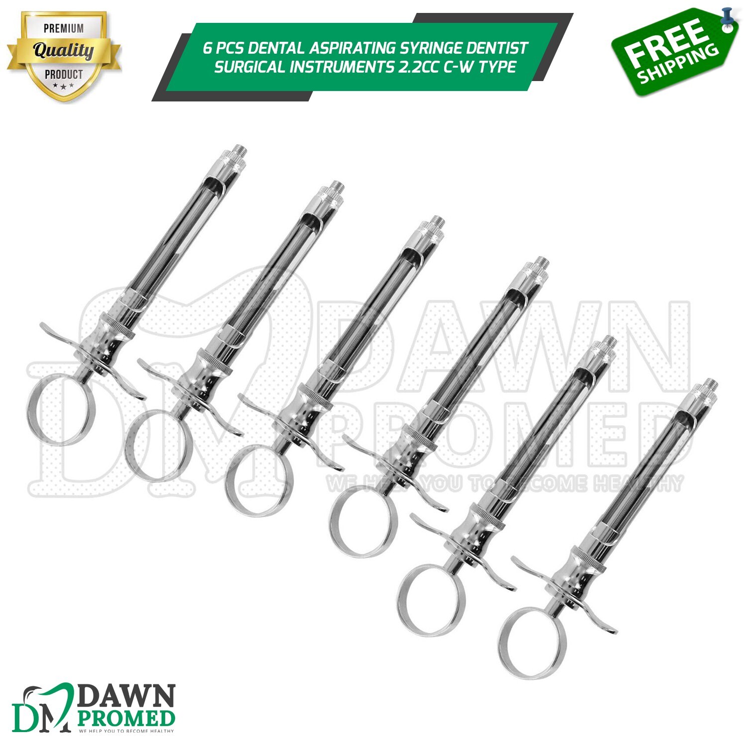 6 German Grade Dental Anesthetic Syringe Self-Aspirating 2.2CC-Surgical Inst