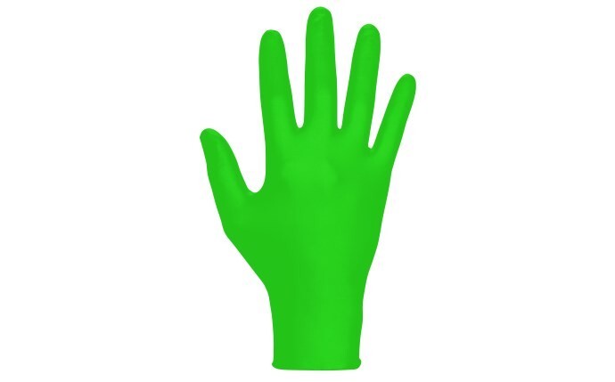 SAS Safety Raven Invue Hi-Viz Neon Green Nitrile Gloves, 7 mil Thick, 1000/Cs