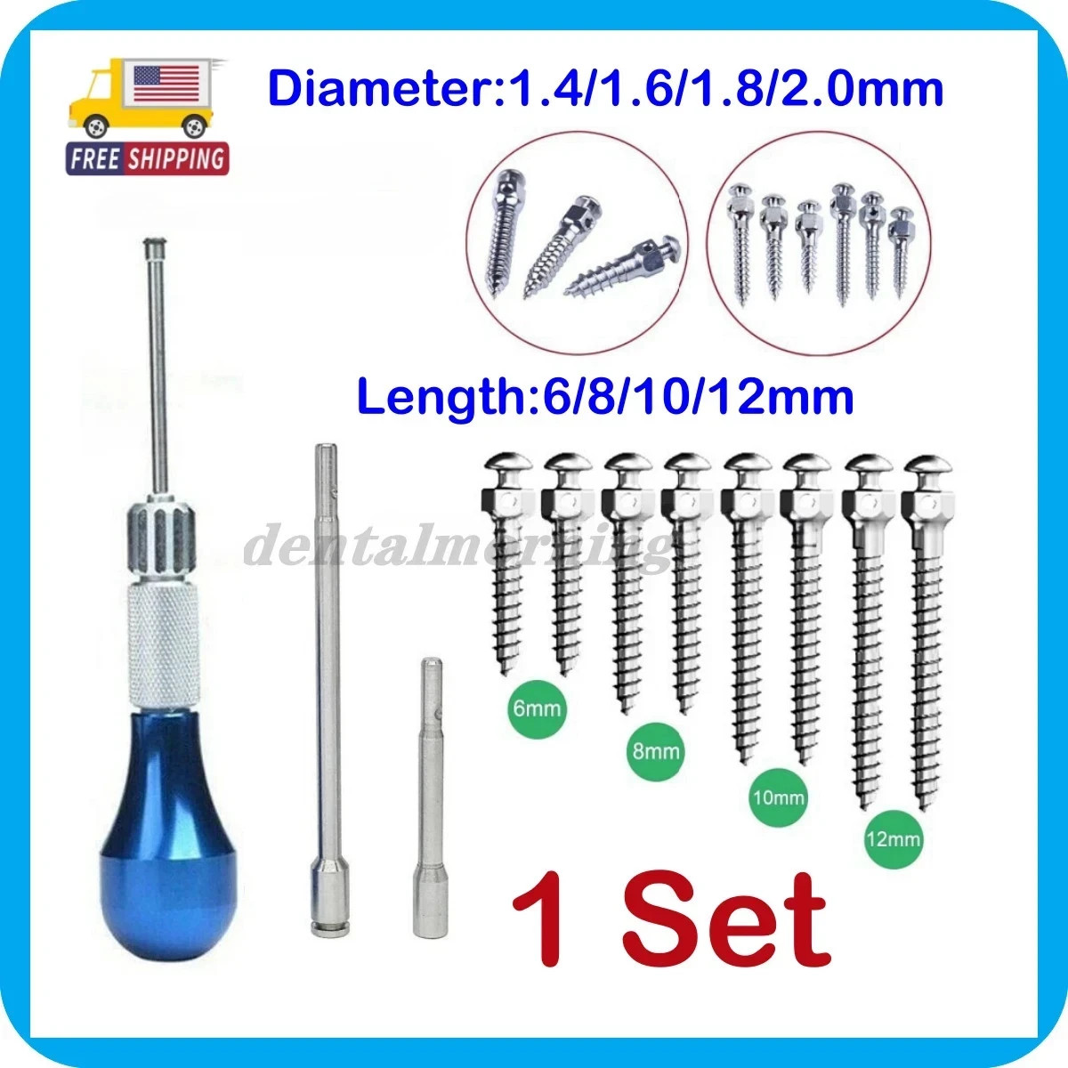 Dental Orthodontic Implant Mini Screws Self-Drilling Screwdriver Blue/Fuchsia