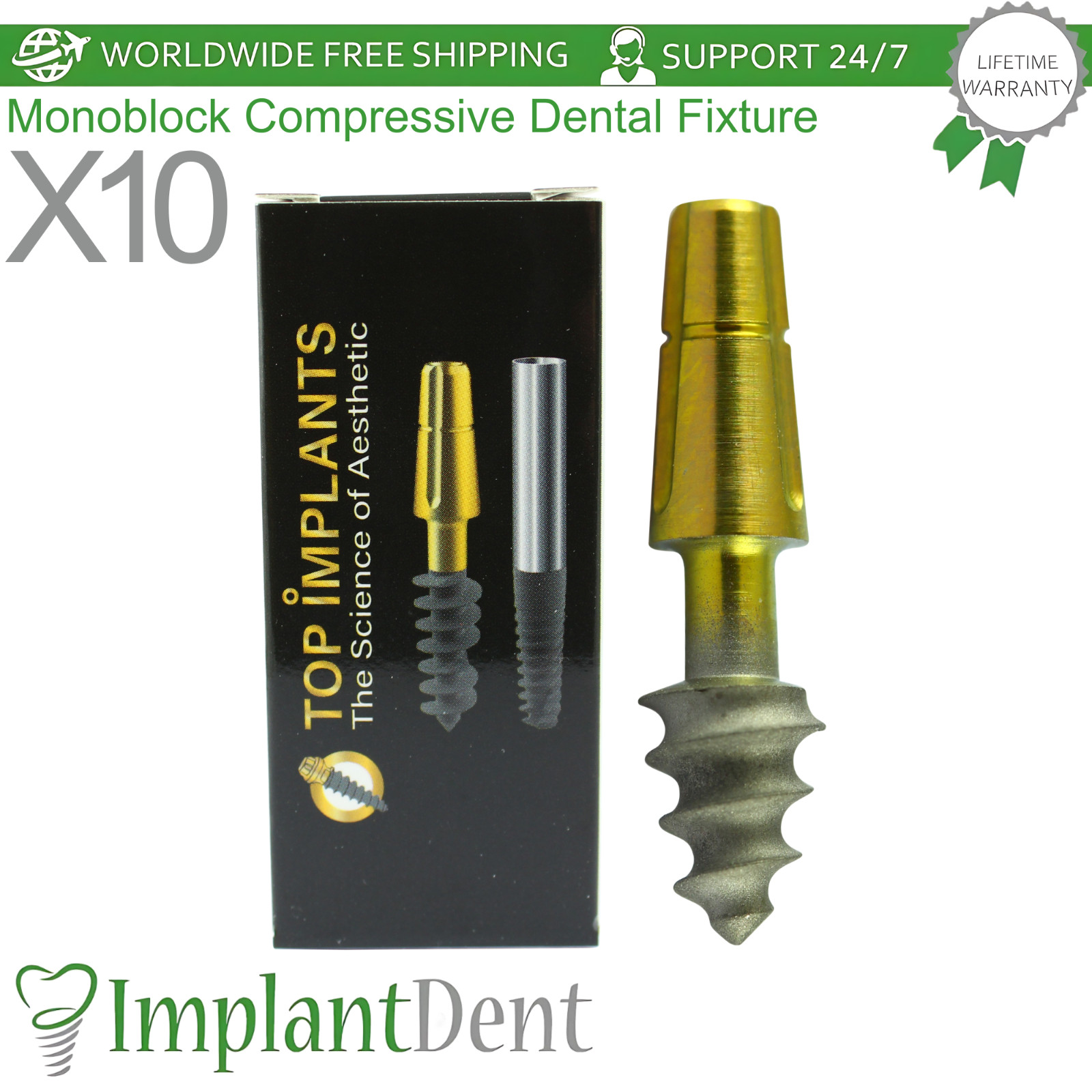 X10 Monoblock Compressive Dental Fixture SLA Surface Titanium Sterile Dentistry