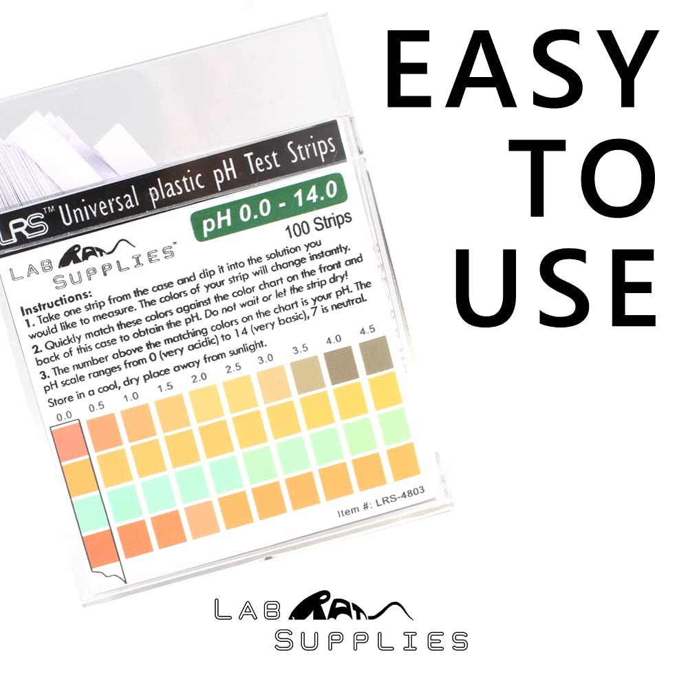 Plastic pH Test Strips, Universal Application (pH 100 Count (Pack of 1)