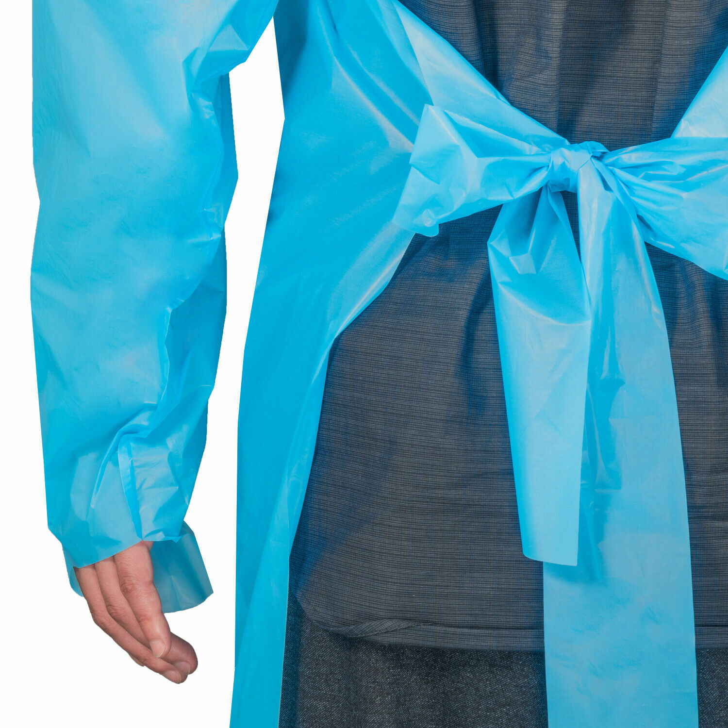 Disposable CPE Fluid Isolation Gowns With Thumb Hole Protective Suit 100 PACK