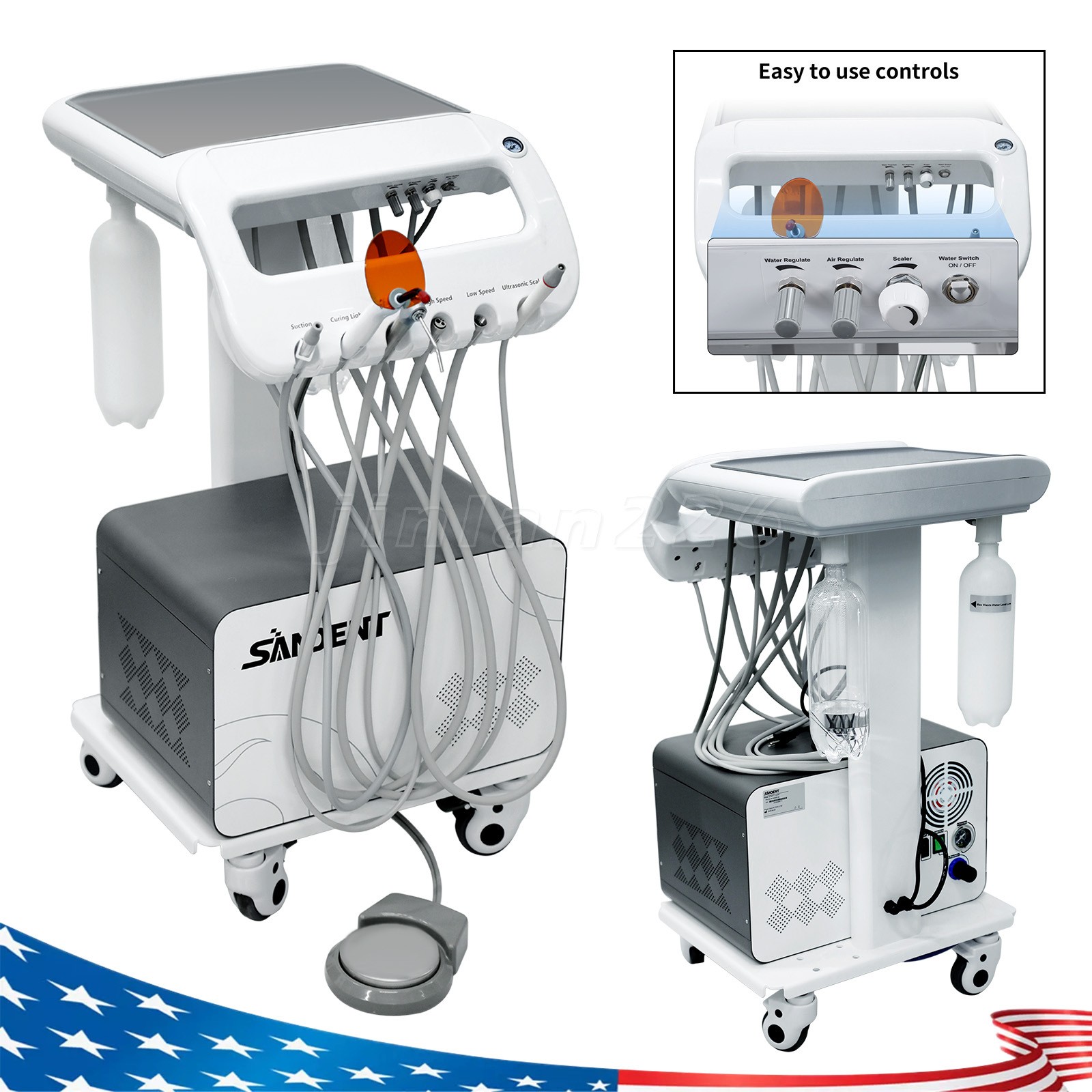 Portable Dental Unit With Air Compressor Motor 3 Way-Springe Handpiece Pipe