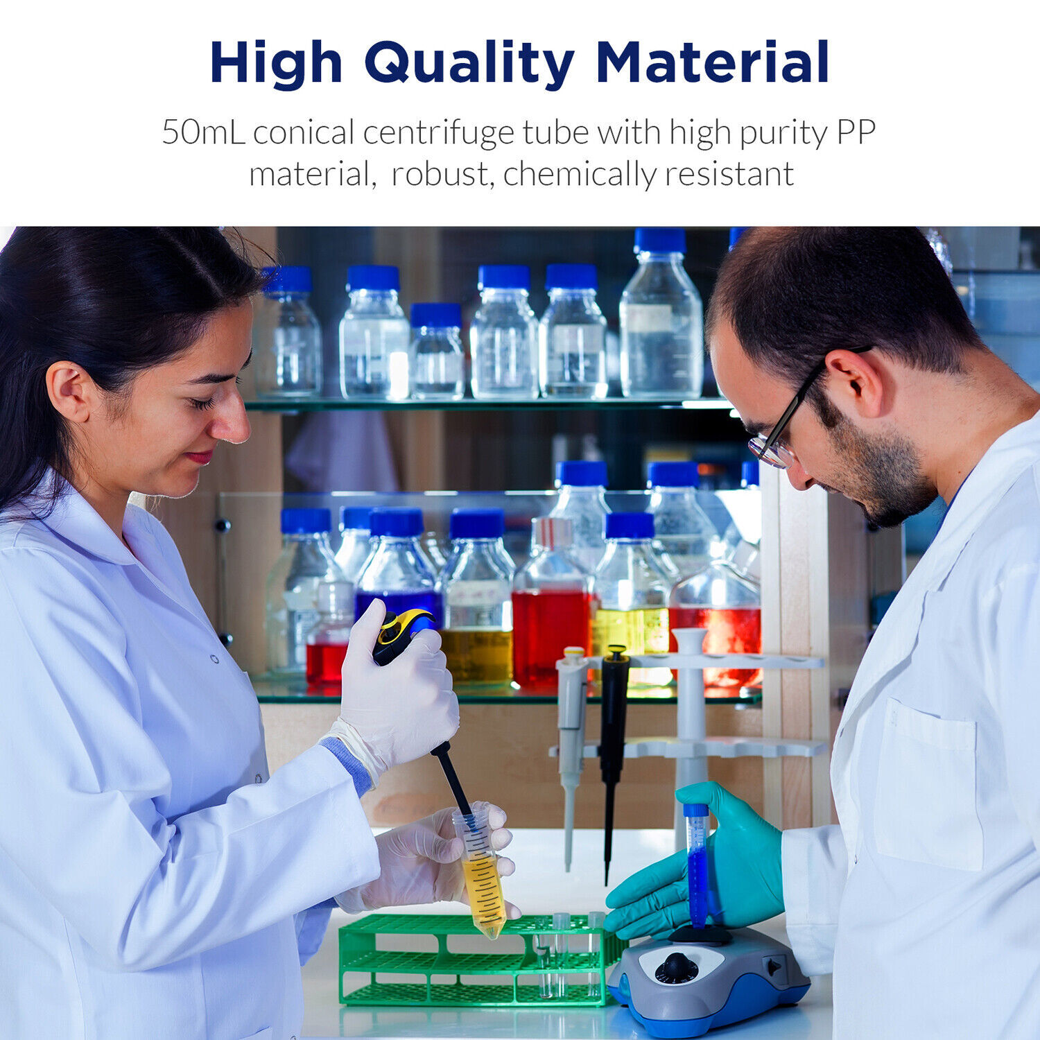 50mL Centrifuge Tube,Sterile,Conical Tube PP,Vial Test Tube,Mark for Agar Slants