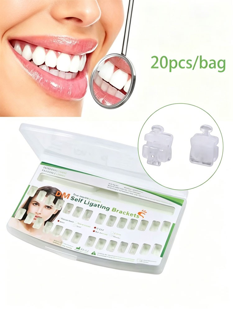 Ceramic Self Ligiating Brackets Roth/ MBT 345 Hook 022 Slot Dental 1Set / 20pcs