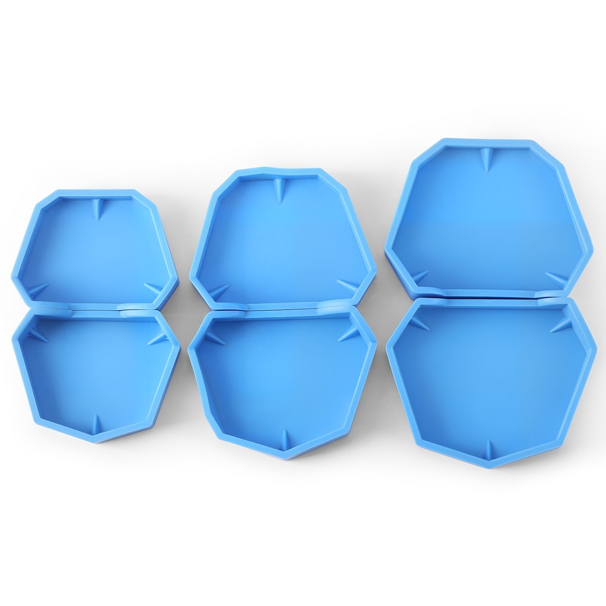 6Pcs Dental Model Former Base Molds Blue Silicone Rubber Notches Plaster Types