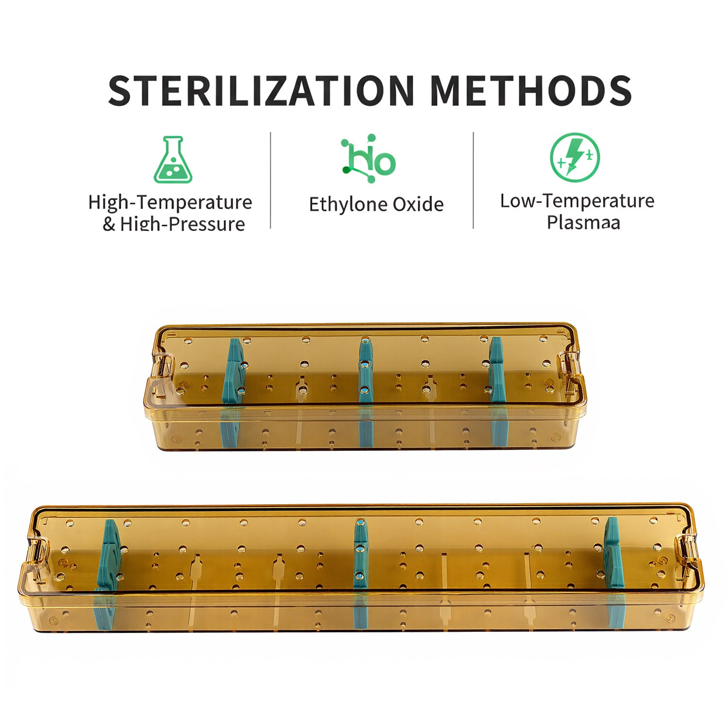 2Pcs PPSU Endoscope Instrument Sterilization Tray Disinfection Box Large+Small