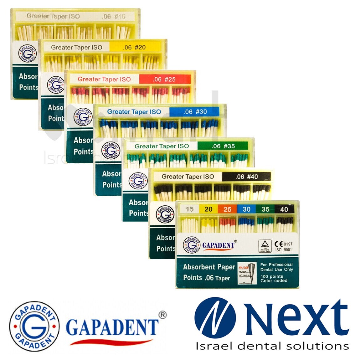Lot X 7 Dental absorbent paper Point greater Taper 0.06 6 degree Gapadent mix