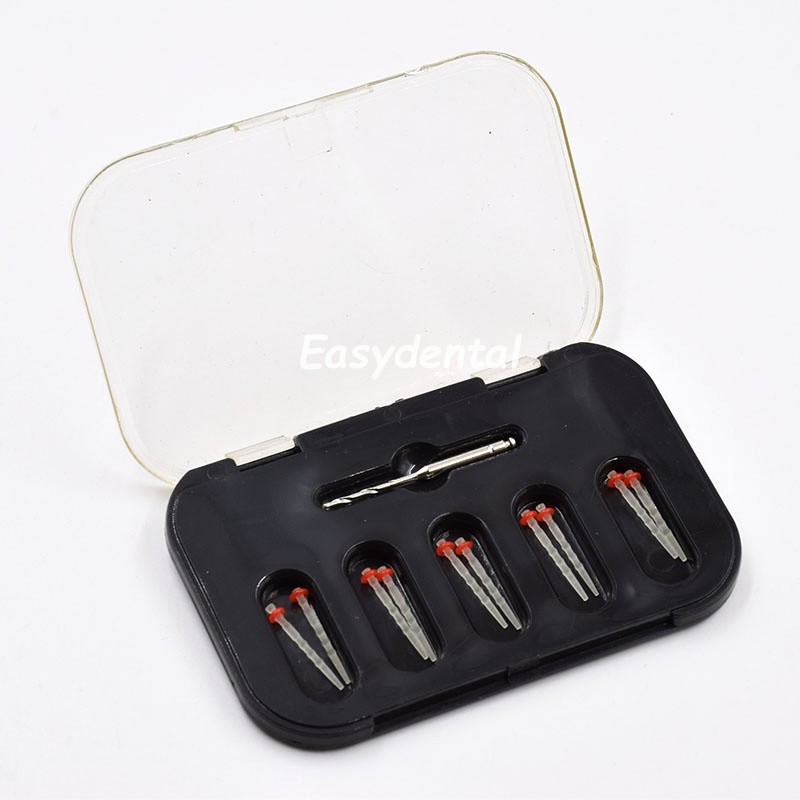 10/Box Dental Fiber Post Resin Screw Thread Quartz Drills Yellow/Red 1.2/1.4mm