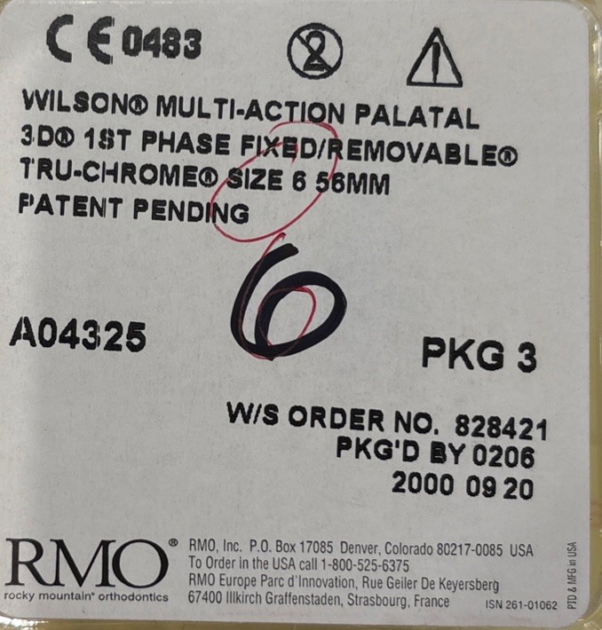 Orthodontic Wilson Multi-Action Palatal 1st Phase Fixed/Removables Lot