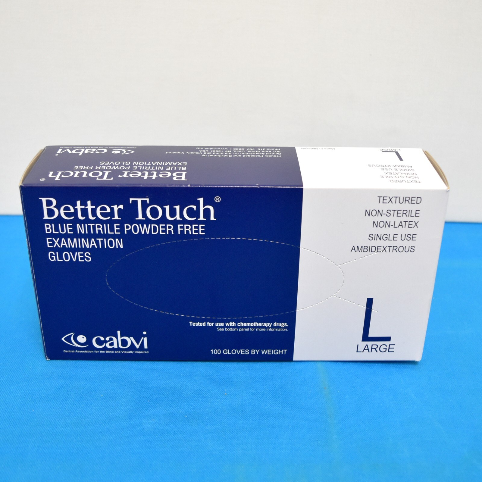 Cabvi Better Touch Nitrile Powder Free 4 mil Examination Gloves Large 100 Count