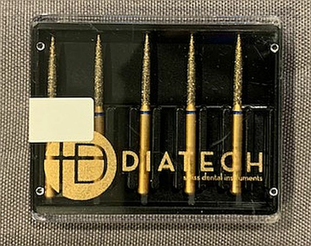 DIATECH DENTAL GOLD DIAMOND BURS FLAME ASST SIZES YOU PICK 5 COUNT