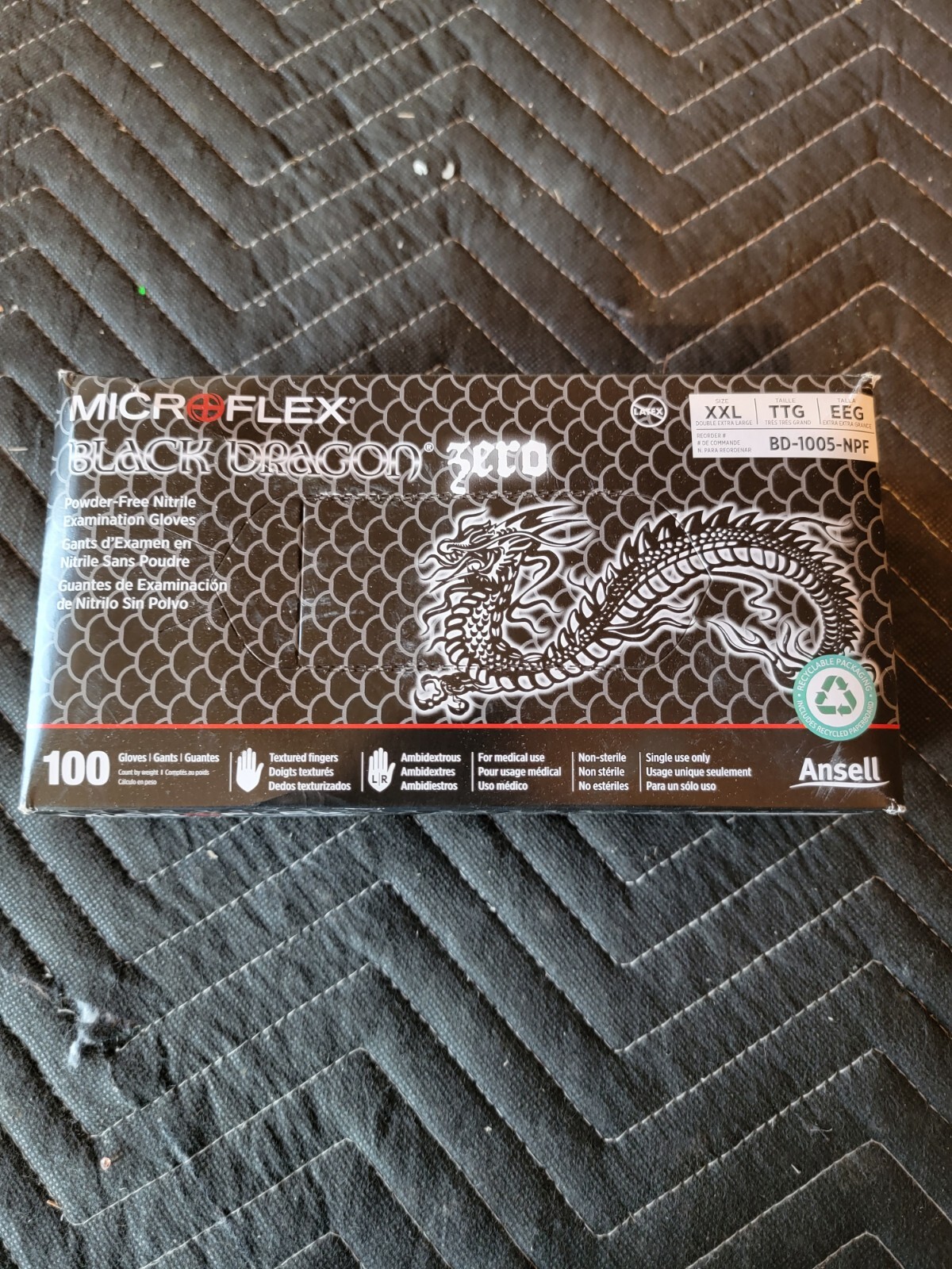 Microflex Black Dragon Zero PF Nitrile Exam Gloves XLarge, BD1005-NPF-XL.