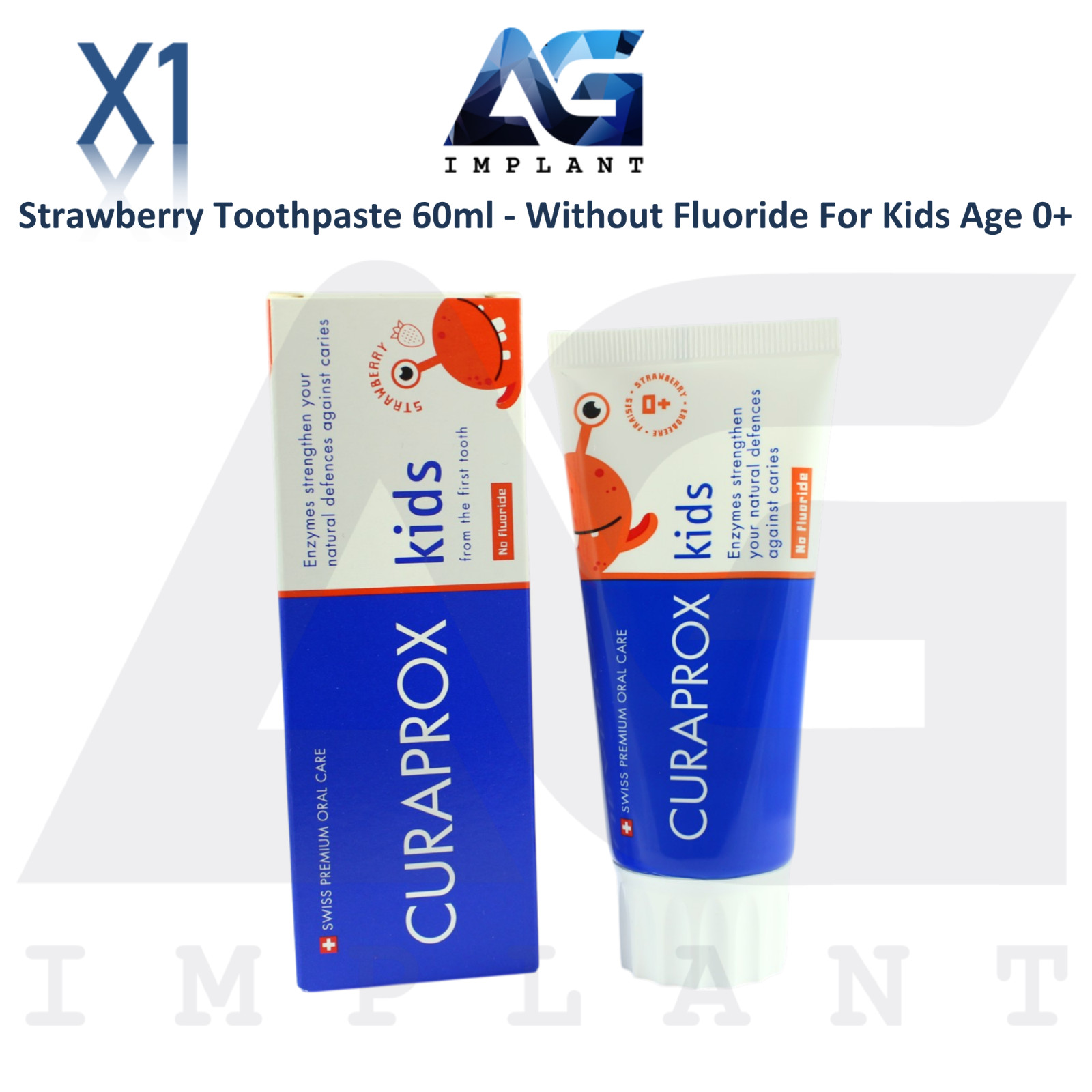 Fluoride Free Strawberry Toothpaste 60ml for Kids Age 0+ Daily Oral Care