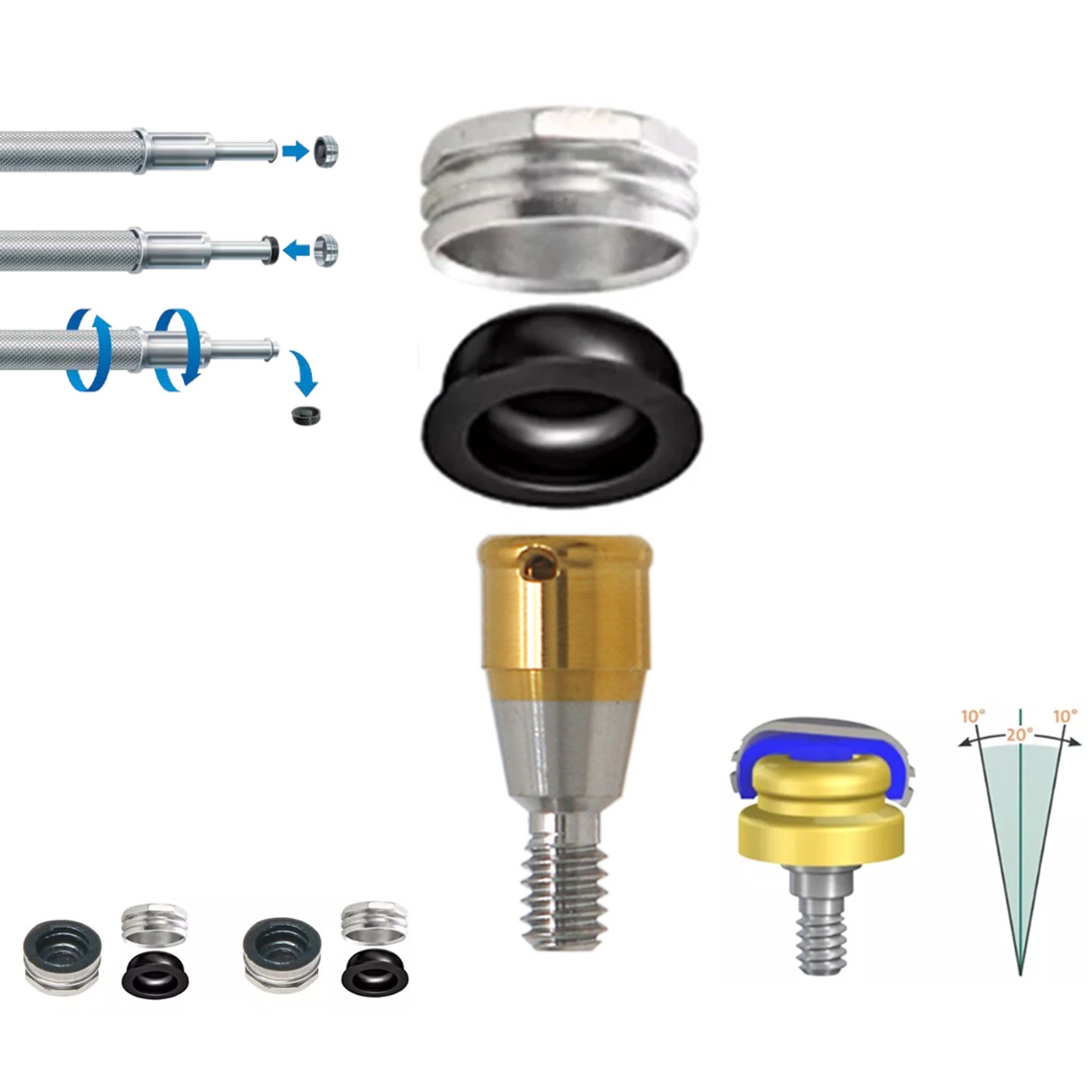 US Locator Overdenture Male Retention Caps Processing Kit PEEK Inserts Fit Zest