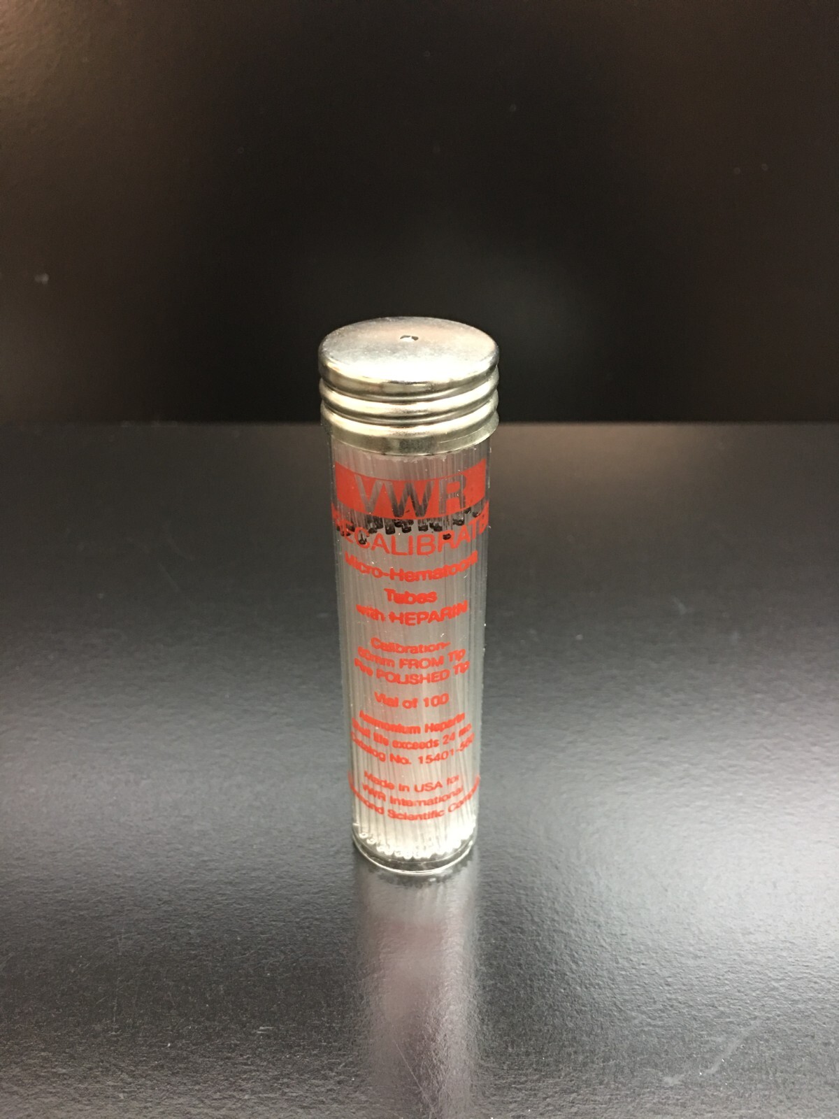 VWR Cat No 15401-560 Microhematocrit Capillary Tubes 3″ Heparin Coated 0.5-0.6mm