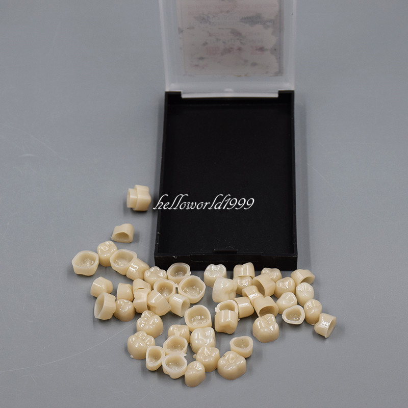 55Pc/Box Dental Temporary Crowns Posteriors Molar Resin Teeth Polycarbonate Caps