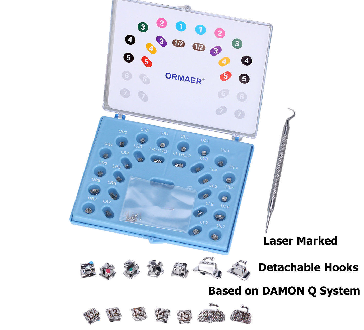 1Set Dental Orthodontic ORMAER Self-Ligating Bracket&Buccal Tube Roth 022 Brace
