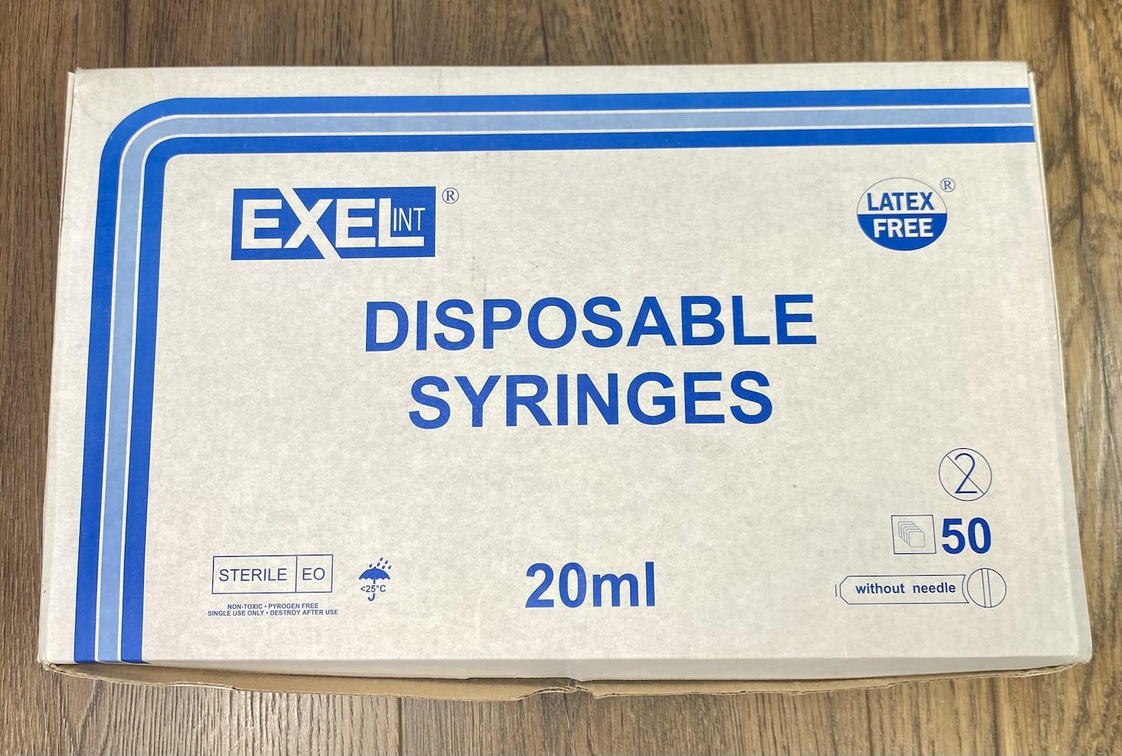 EXEL INT ~ 20ml Disposable Syringe Luer Lock Tip (Box of 50) ~ Latex Free