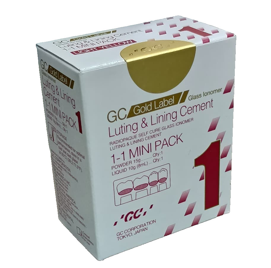 New GC Fuji 1 Gold Label Type 1 Radiopaque luting Glass Ionomer Cement Mini Kit