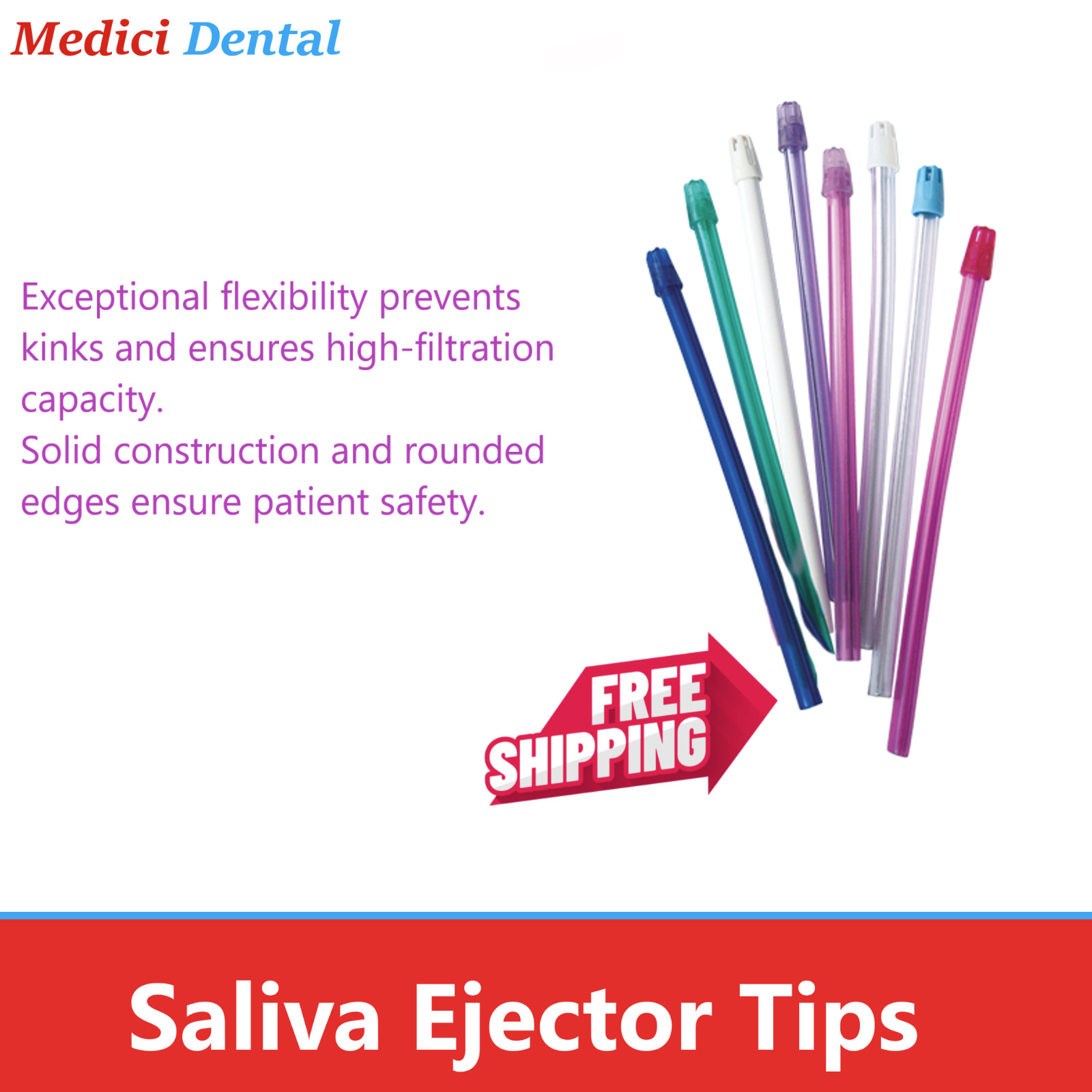 1000 (10 Bag) White Clear Dental Saliva Ejectors Ejector Disposable Suction Tips