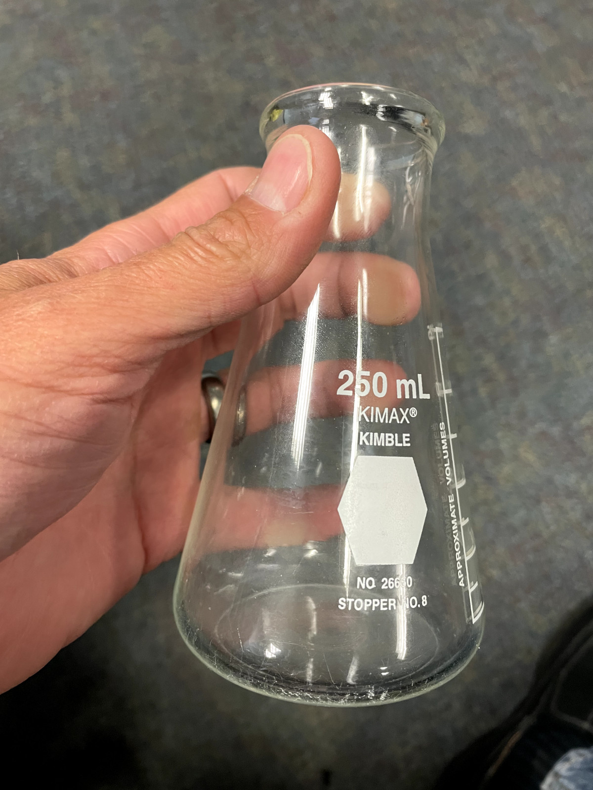 Kimax Kimble – Erlenmeyer Flask No. 26650 Stopper No. 8 – 250 ML