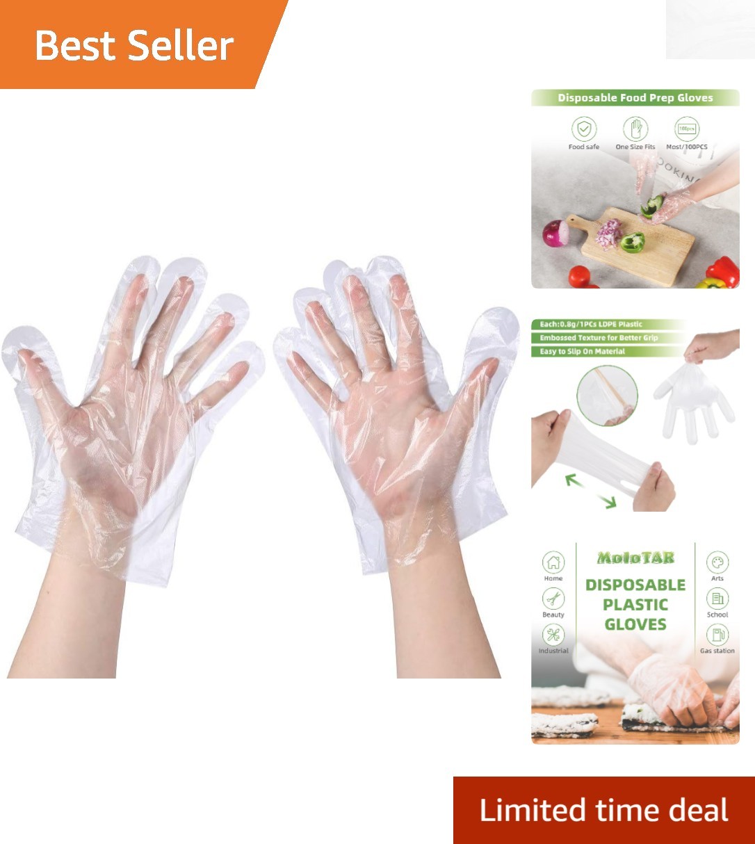 Ambidextrous Disposable Gloves – 100 Count, Non-Toxic & Ideal for Kitchen Use