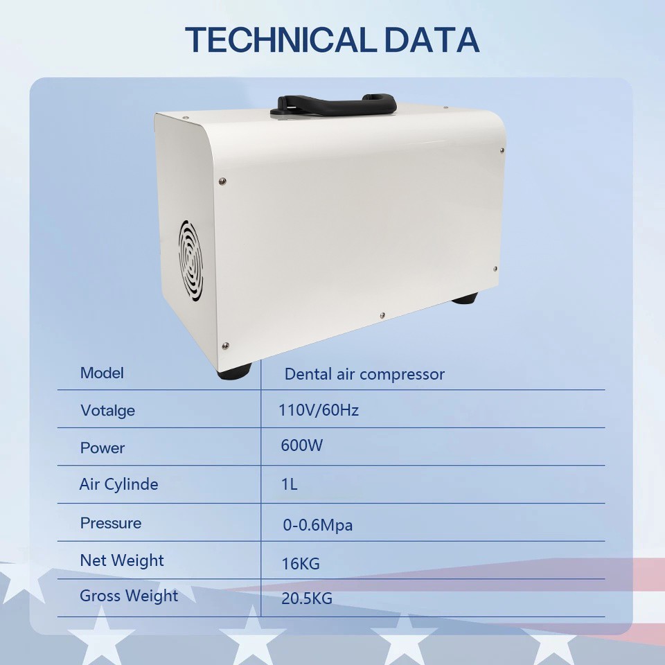600W Mobile Oil-Free Dental Air Compressor for Dental Delivery Unit Cart/Chair