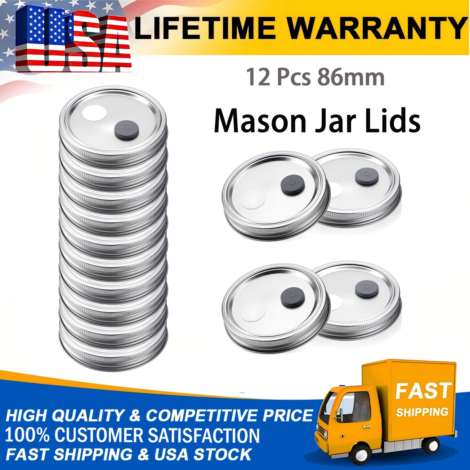 12PCS Mason Jar Lid Lliquid Mushroom Culture Lid PTFE Filters Rubber Stopper US