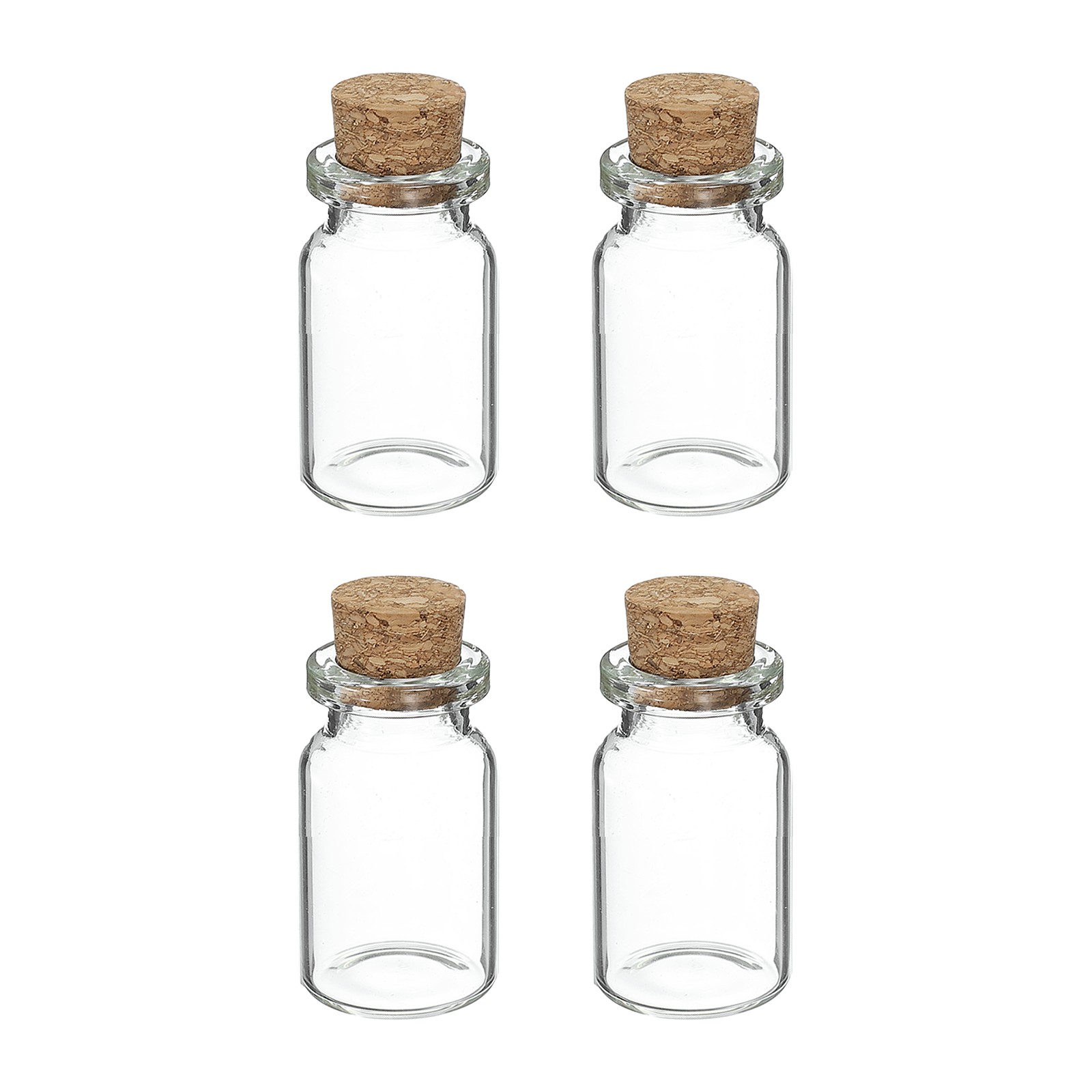 4Pcs Mini Glass Bottles with Cork Stoppers, 7ml/0.24oz Small Clear Glass Jars