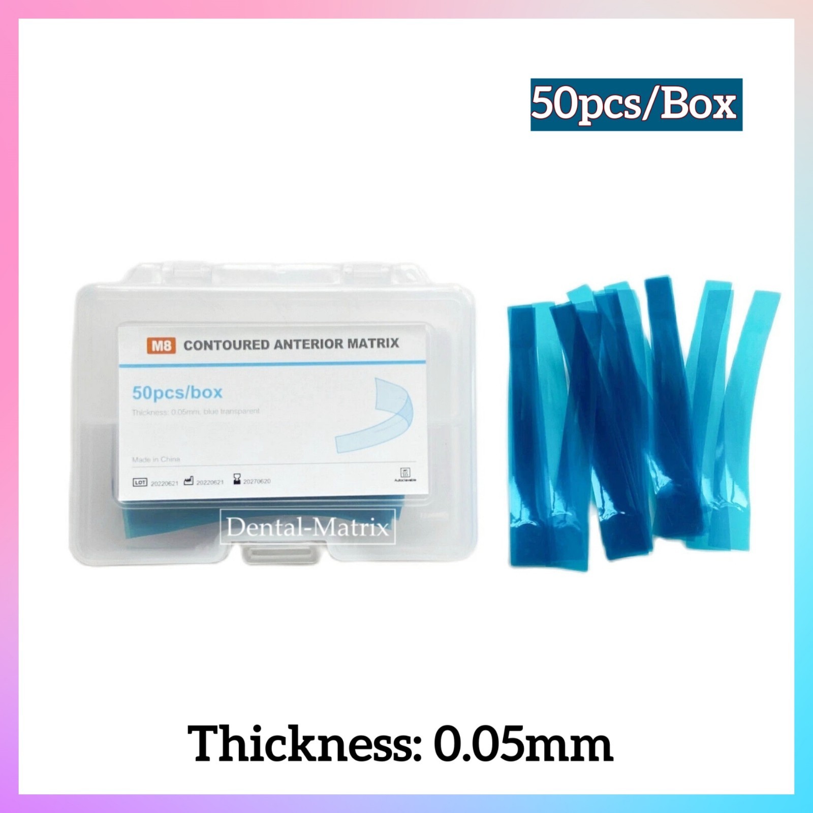 30/50p Dental Contoured Anterior Matrix Bands Restoration Strip Twin Matrices M8