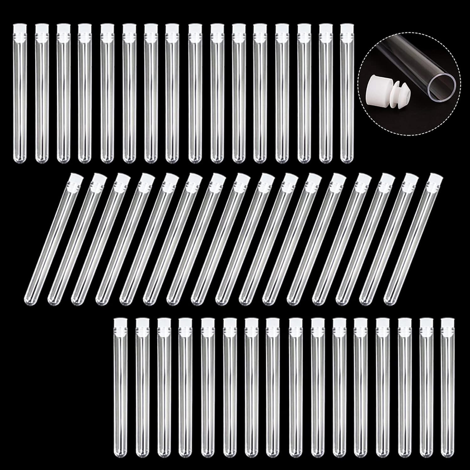 48 Pack Plastic Test Tubes with Caps, 16X150Mm(25Ml) Plastic Tubes for Plants, L