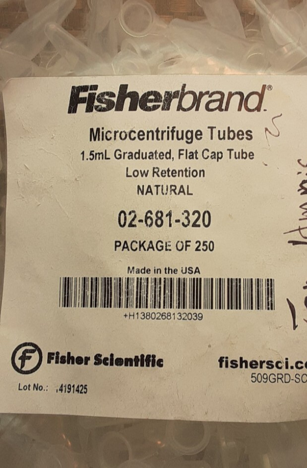 Fisherbrand 1.5mL Flat-Top Graduated Microcentrifuge Tubes (250) 02-681-320