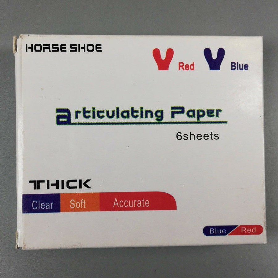 120Sheets/Box Dental Articulating Paper Horseshoe Form Thick Type 100um Red/Blue