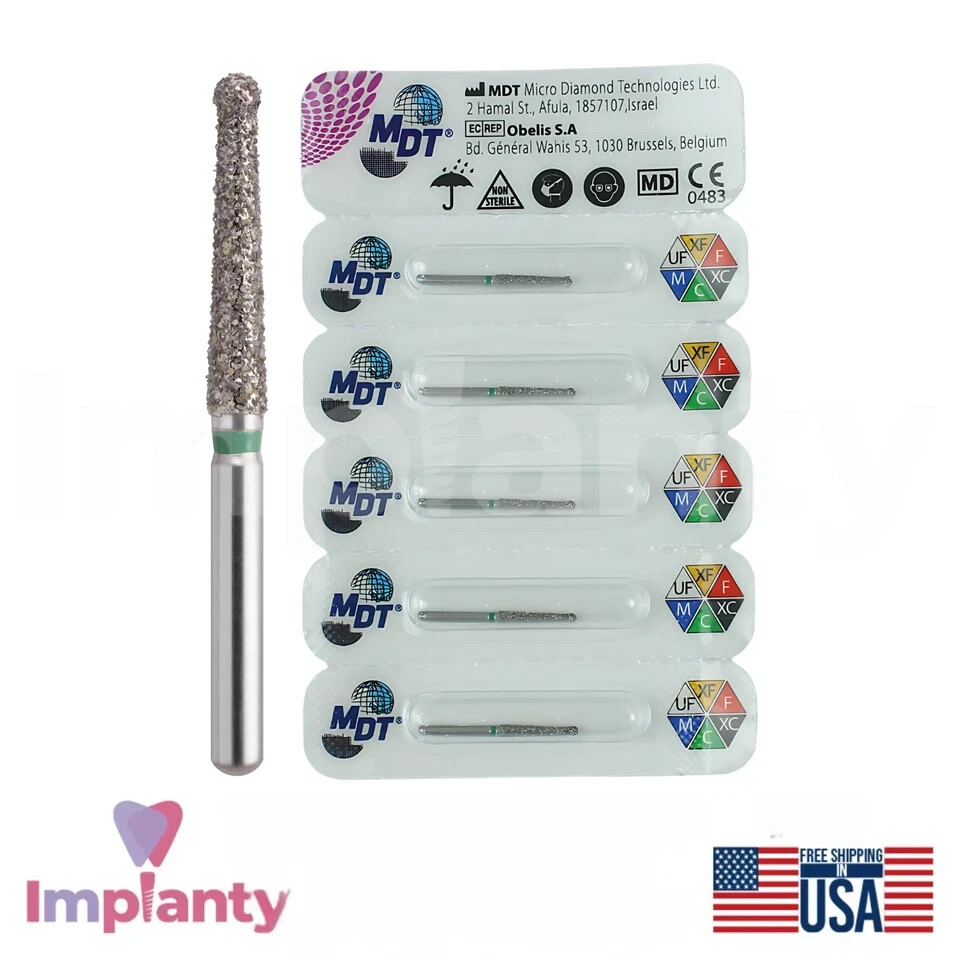 MDT Dental Pointed Cone With Rounded Diamond Tip E164 FG Burs Cutting Shaping