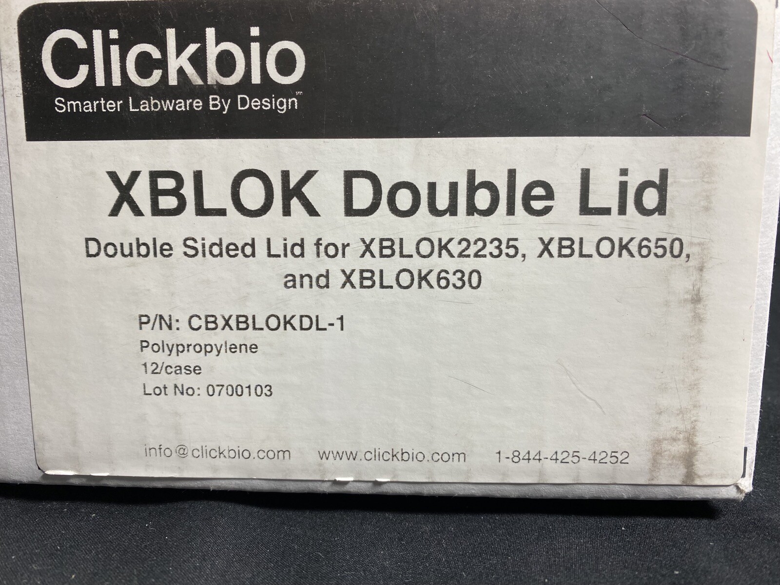 CLICKBIO Polypropylene XBLOK Double Sided Lid CBXBLOKDL-1 (12/cs)