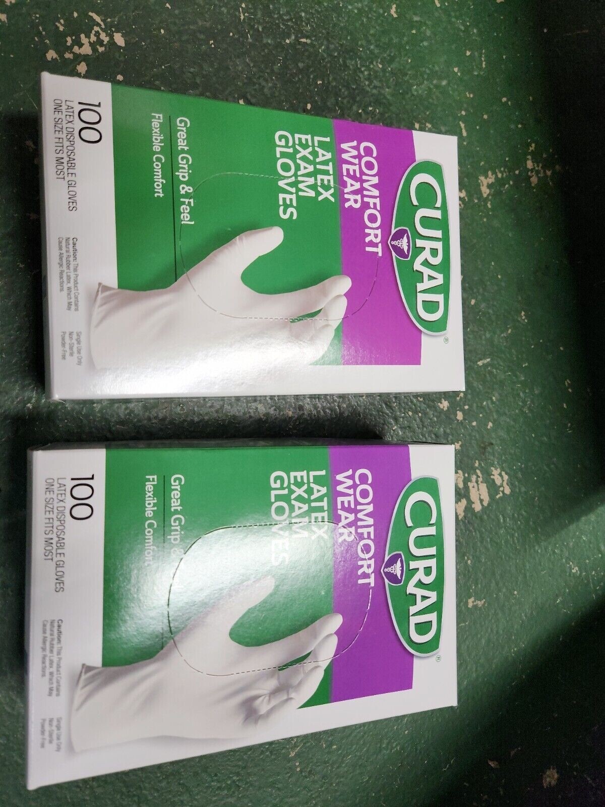 CURAD Comfort Wear Latex Exam Gloves – One Size Fits Most, 2×100 Count