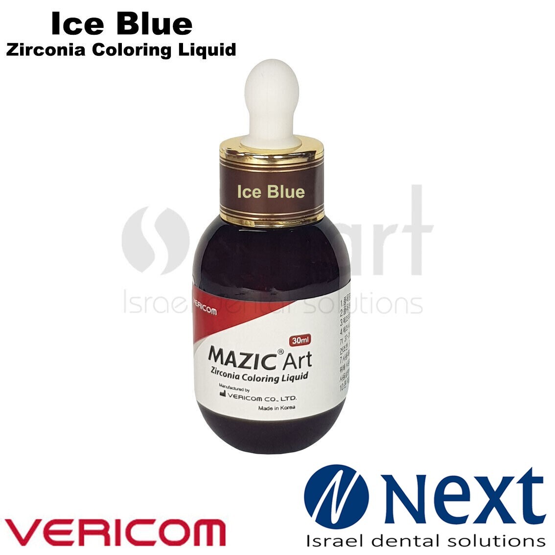 Dental lab not sintered zirconia shade coloring liquid 30ml Mazic Art Ice Blue