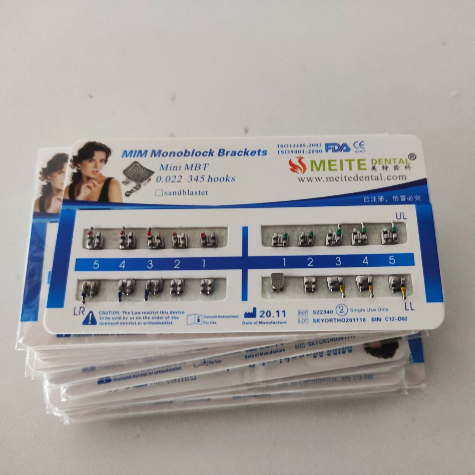 10Sets Mini MBT 022 345 Hooks Dental Brackets Metal Braces MIM Ultrathin